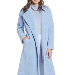 Something Navy Teddy Faux Fur Coat Size XXS Rare Blue